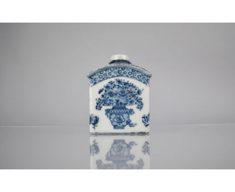 A Chinese Blue and White Porcelain Caddy Flask decorated with Antique Vase of Flowers, 12cms High of Typical 8th Century Form