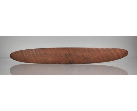 A 19th/20th Century Aboriginal Hardwood Shield with Carved Wunda Type Design, 65cms with Museum/Collection Disk '45'