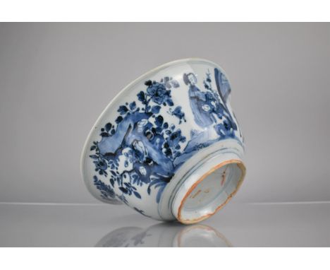 An Early Chinese, Probably Kangxi Period (1662-1722) Porcelain Bowl of Flared Rim Form Decorated with Maidens and Musician in