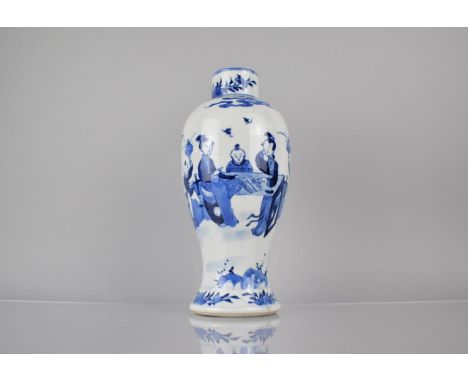 A Late 19th Century Chinese Porcelain Baluster Vase Decorated with Mother and Children in Garden Setting, Four Character Mark