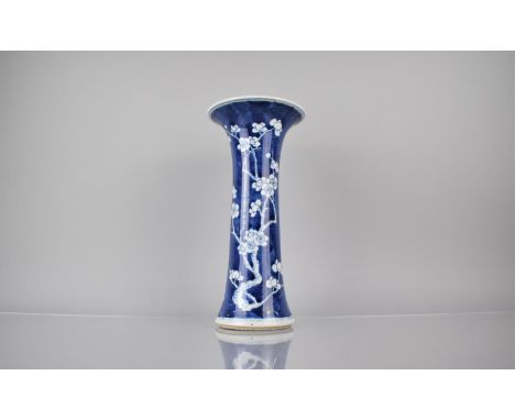 A 19th Century Chinese Porcelain Prunus Pattern Sleeve Vase of Tapering Form with Flared Neck, Four Character Mark for Kangxi