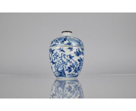 A 19th Century Chinese Porcelain Blue and White Bowl an Cover Decorated with Birds in Foliage, Four Character Mark for Kangxi