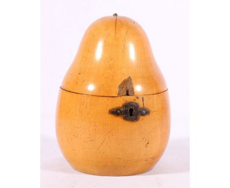 Fruitwood tea caddy modelled as a pear. 16cm high.
