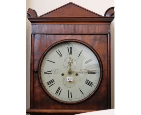 19th century mahogany eight day longcase clock by McLean Glasgow, with circular white dial, Roman numerals. 202cm high CONDIT