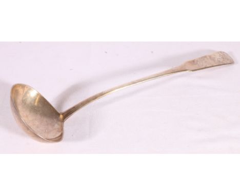 Silver soup ladle of fiddle pattern, initialled by J McKay, Edinburgh 1814, 7oz.