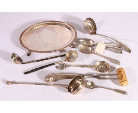 Irish silver sauce ladle, bright cut with scallop bowl, probably Michael Keating, Dublin c.1790, a similar spoon, 1 Le Page, 