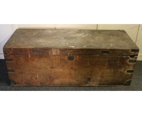 Large camphorwood trunk, hinged cover, brass mounts and handle, 153cm wide, 55cm high, 58cm deep.
