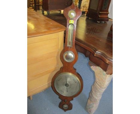 A Victorian oak wheel barometer A/F, 41"h 