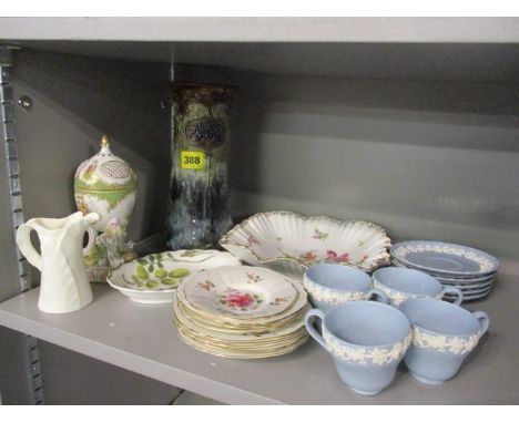 Mixed ceramics to include a Doulton vase, Wedgwood cups and saucers and other items 