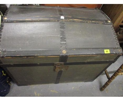 An early 20th century domed trunk with stained beech batons 