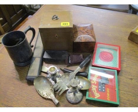 A mixed lot to include a Twirly Whirly puzzle, a Ronson lighter, a ruler and other items 
