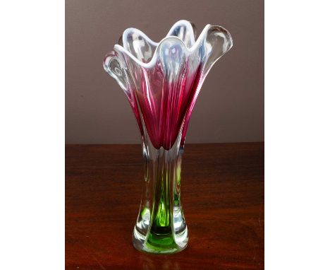 A 1960's glass vase by J Hospodka for Chribska Sklarna 35cm highGenerally good condition, minor scuffing around the base