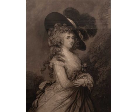 Print after Thomas Gainsborough, detail from a portrait of Georgiana Cavendish Duchess of Devonshire by Henry Graves &amp; Co