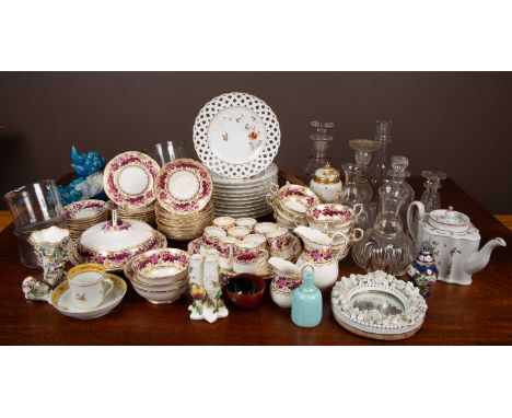 A collection of glassware and ceramics to include a T Goode &amp; Co Ltd tea service comprising eleven tea cups and saucers, 