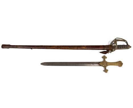 An Oxfordshire and Buckinghamshire Regiment Light Infantry Officer's dress sword with leather scabbard, made by Clement Gray 