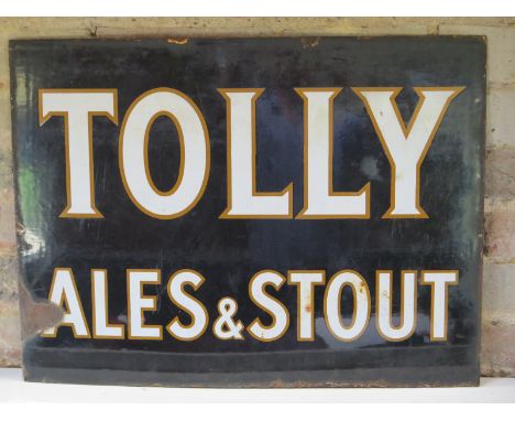An enamel advertising sign, Tolly Ales & Stout - 46cm x 61cm - some enamel losses and rust but reasonably good 