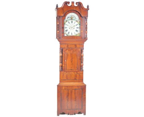 A 19th Century Victorian mahogany cased longcase grandfather clock by Severin Lehmann of Mold. The enamel face having painted