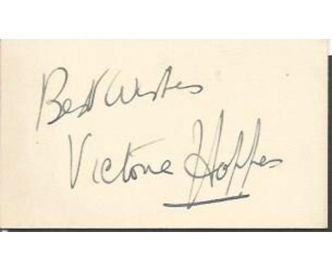 Victoria Hopper signature piece. Canadian born British stage and film actress and singer. Good Condition. All signed items co