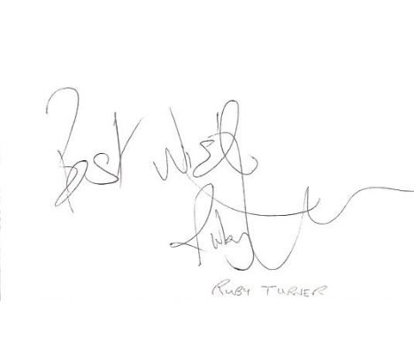 Ruby Turner signed white card. British Jamaican R&B and soul singer, songwriter, and actress. Good Condition. All signed item