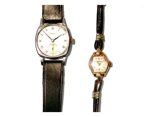 A 9ct yellow gold cased rotary cocktail watch; together with another rotary wristwatch, super-sport, each with manual wind mo