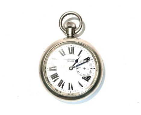 H. Williamson Ltd, London: a steel cased open faced military pocket watch, with subsidiary seconds aperture at '3', crown wou