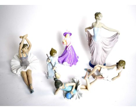 A Lladro figure of a dancer, modelled standing, 31cms high; together with a Lladro  ‘Sweep Away the Clouds’ figure of an ange