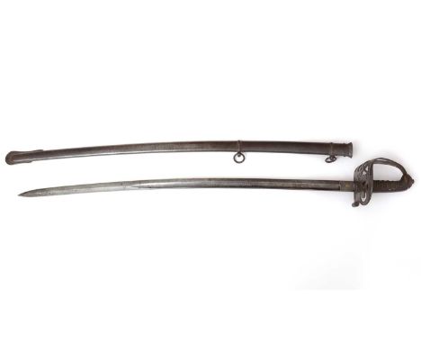 A Victorian Volunteer Rifles Officer's sword, 1827 pattern, the etched singled edged blade 82cms, on an open pierced guarded 