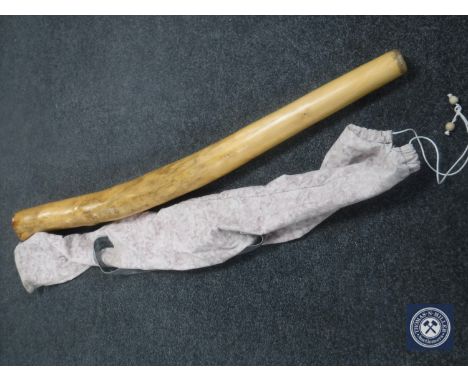 A didgeridoo in cloth carrying bag