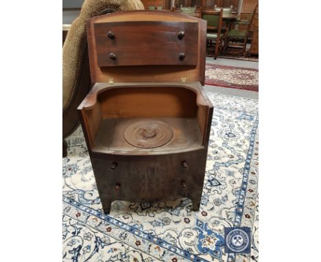 A 19th century mahogany bowfront step commode, width 62cm