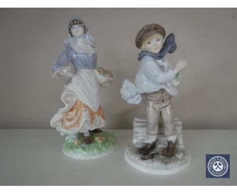 A Royal Worcester limited edition figure, Rosie Picking Apples, 7708/9500, together with a Coalport figure