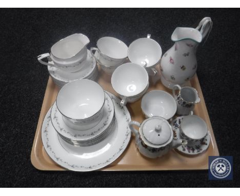 A tray of Royal Worcester Interlude tea service together with a china floral jug and miniature Bavarian child's tea for one 