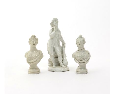 A Ludwigsburg white-glazed figure of a woodcutter  2nd half 18th century, modelled by Johann Jacob Louis, standing with a hea