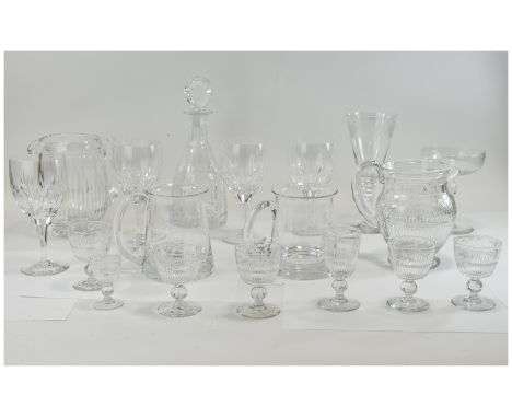 Tudor Crystal Hand-Crafted English Crystal Tall Bowl, together with a box of mainly modern glassware comprising jugs, decante