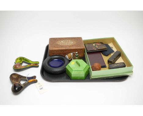 Assorted collectibles, including: silver collared tobacco pipe, in fitted case retailed by F. Edwards &amp; Co, London; anoth