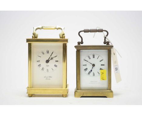 A 19th Century brass carriage clock, by Gowland, Paris & Sunderland, white enamel Roman dial, with platform lever escapement,
