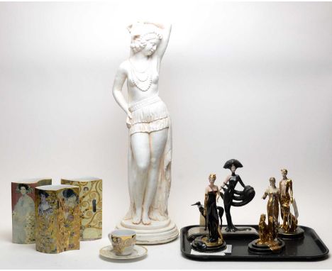 A collection of decorative ceramics, including: set of three Bradford Editions Vari Art vases, with Gustav Klimt decoration; 