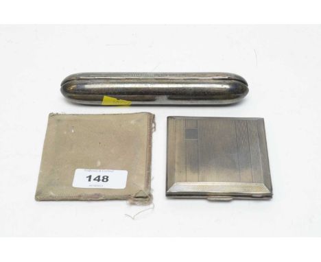 A Victorian silver cigar case, retailed by W. Thornhill &amp; Co, 144 New Bond Street, London 1885; and a silver mounted comp