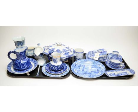 A collection of Spode ‘Italian’ pattern blue and white ceramic wares, including: tea cup and saucer; coffee cup and saucer; c