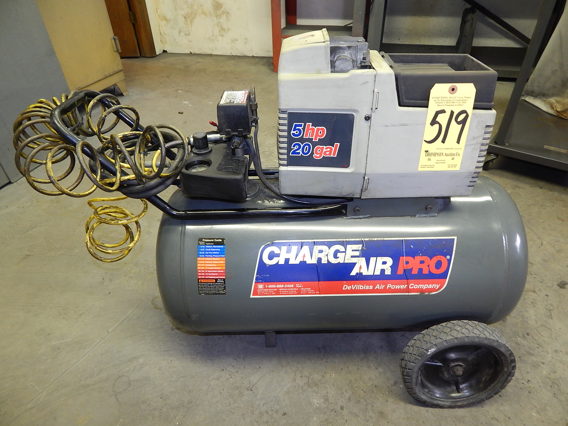 Charge Air Pro 5 HP Portable Air Compressor, 20 Gallon Tank, 110/1/60