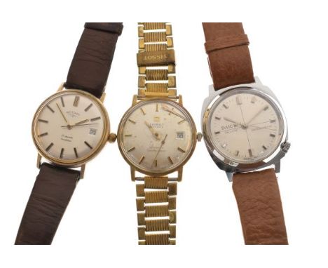 Three assorted wristwatches comprising: Tissot Automatic Seastar Seven Visidate, silvered dial with baton markers and date at