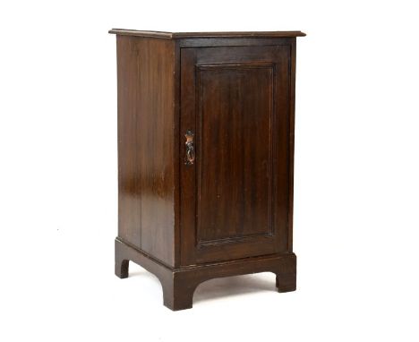 20th Century oak pot cupboard with moulded square top over panelled door enclosing shelf   Condition: 