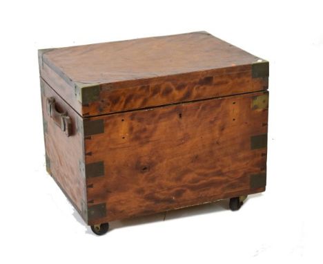 19th Century Campaign style brass bound mahogany trunk enclosing a later assortment of tools   Condition: 