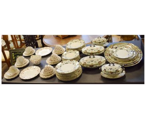 Late Victorian part dinner service, S.H. & Sons Blenheim pattern comprising six graduated oval platters, pair of sauce tureen