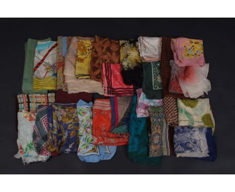 A COLLECTION OF VINTAGE SCARVES.  A lovely selection of 40's and 50's scarves. (qnty) 