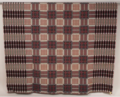 A WELSH TAPESTRY BLANKET Woven from red, green, blue, black and cream cotton in geometric design. 68" x 90" (1)