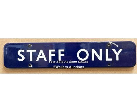 Vintage enamel railway sign"STAFF ONLY", 46x9cm 