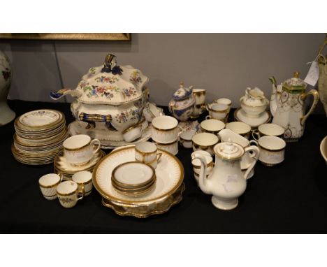 An assortment of mixed ceramics including a Dresden vase & cover; a Noritake coffee pot and assorted tea and coffee wares