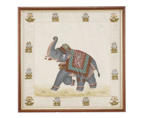 A Chinese watercolour portrait of a bird amongst blossom, and three further Indian watercolours (4)