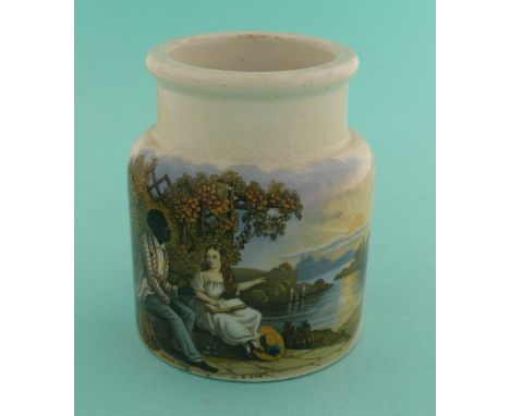 Uncle Tom and Eva (91A and 91B) both prints, tiny chip to foot(Staffordshire, pot lid, potlid, Prattware)