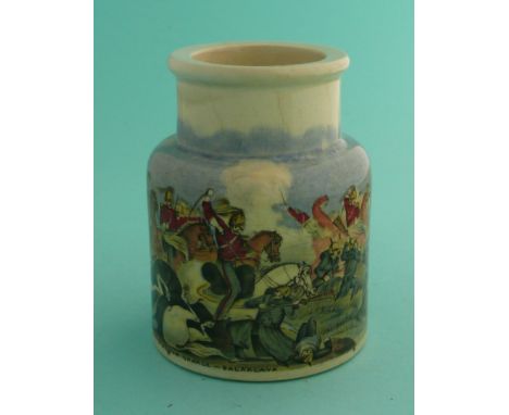 The Dragoon Charge, Balaklava (77) neck restored(Staffordshire, pot lid, potlid, Prattware)